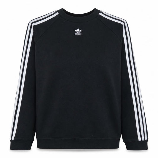 Adidas Womens Black Pullover Sweatshirt UK 14 Cotton Blend Crew Neck