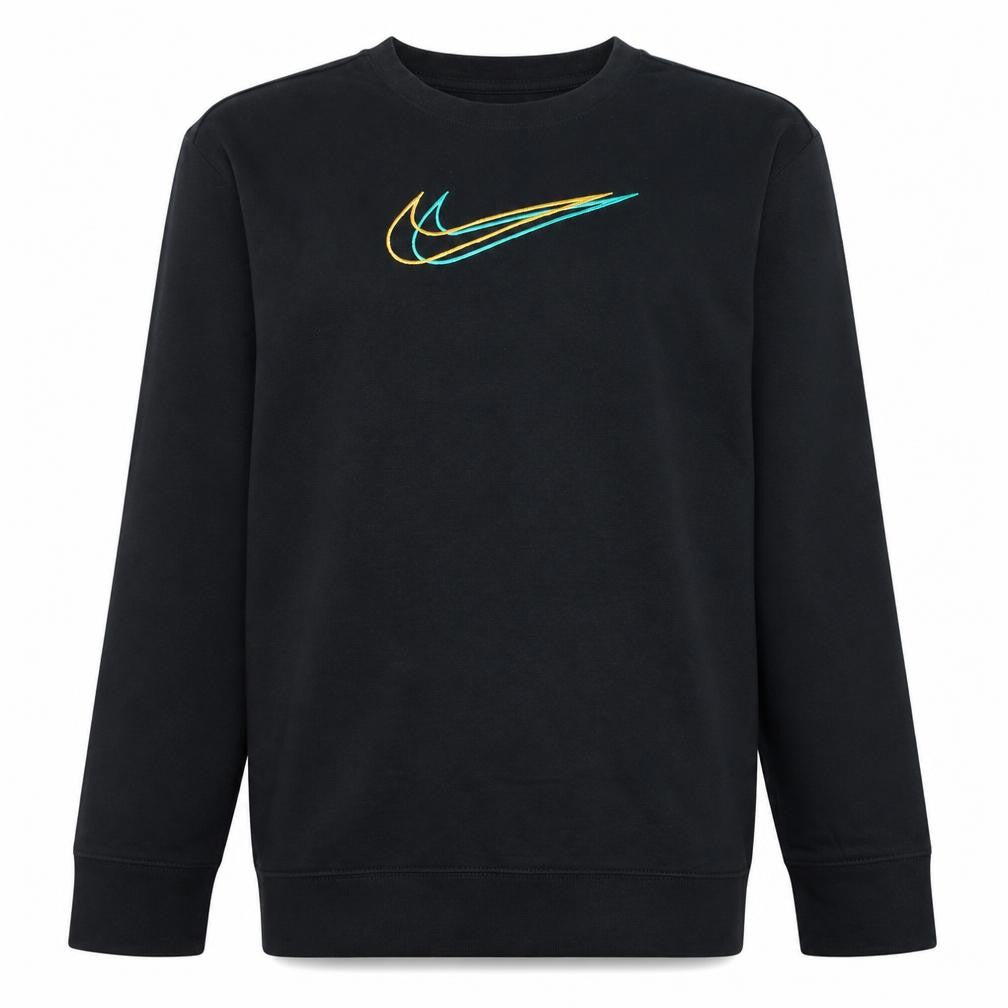 Nike Boys Black Large Sweatshirt with Multicoloured Swoosh Logo