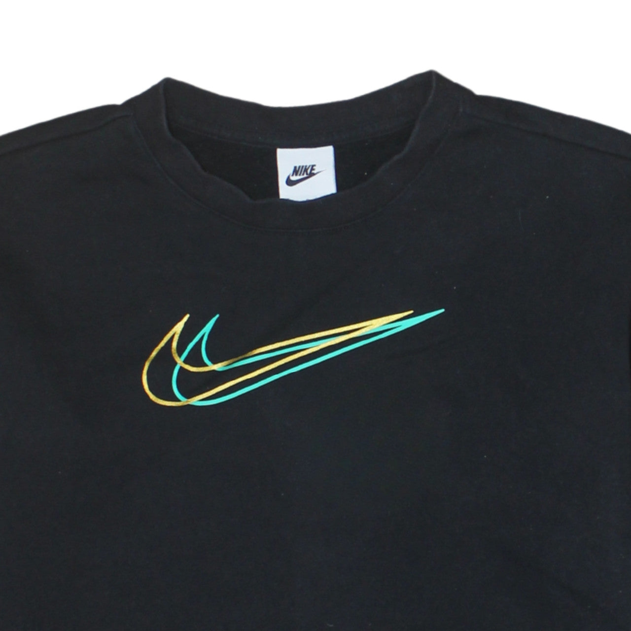 Nike Boys Black Large Sweatshirt with Multicoloured Swoosh Logo