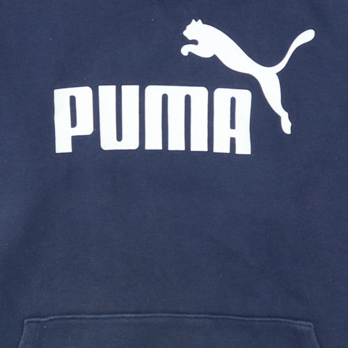 Puma Mens Blue Pullover Hoodie XL Logo Fleece Sweatshirt