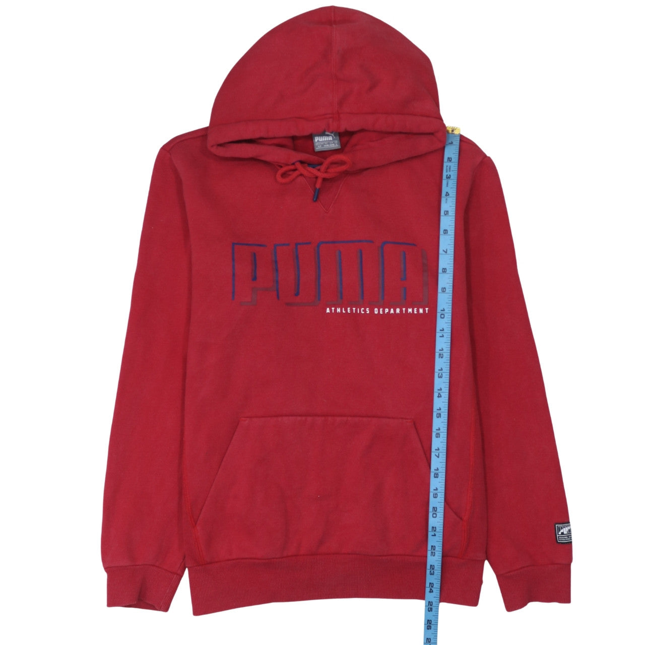 Puma Mens Red Pullover Hoodie Small Athletics Logo Fleece Sportswear
