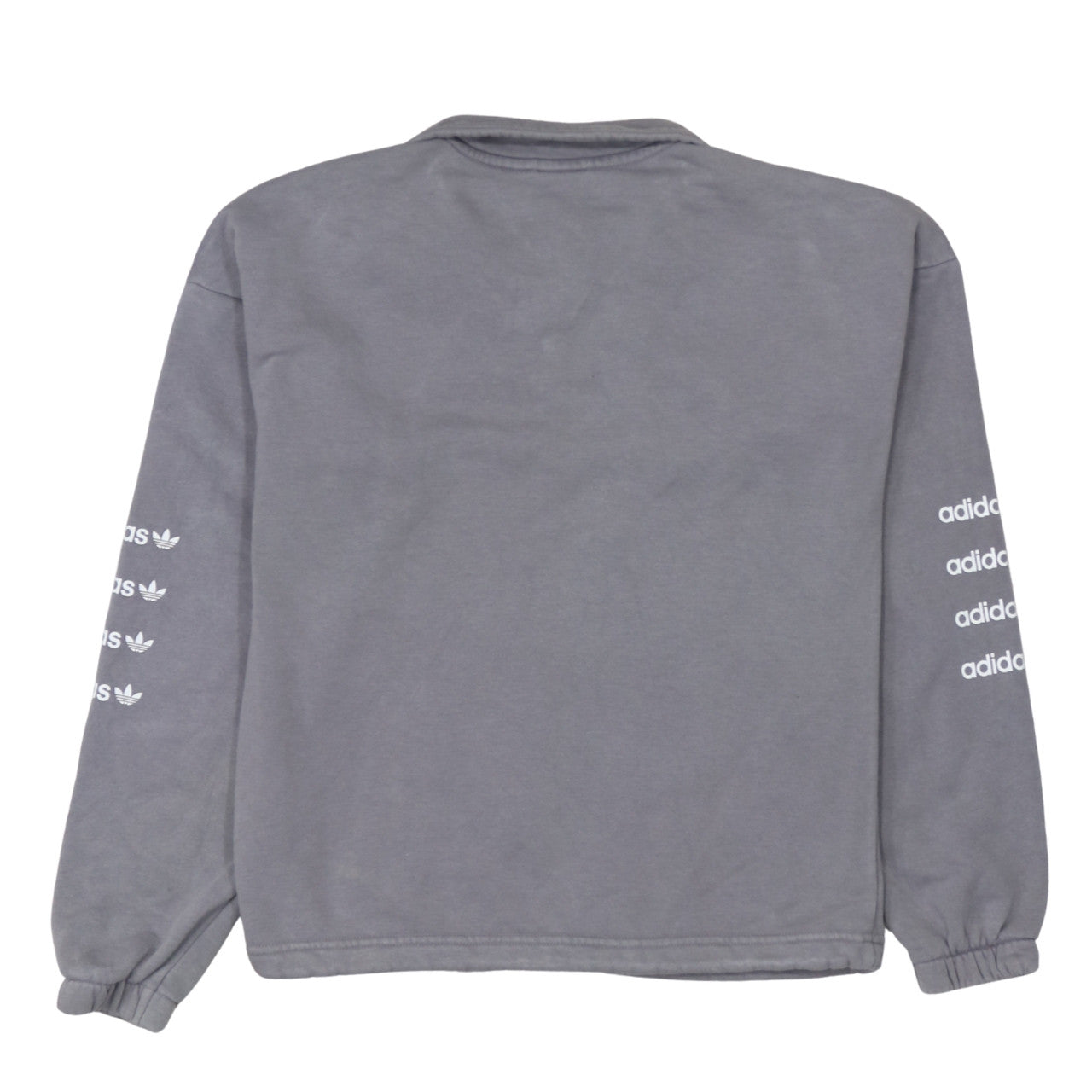 Adidas Women’s Grey 1/4 Zip Sweatshirt Size 14A Logo Print Pullover