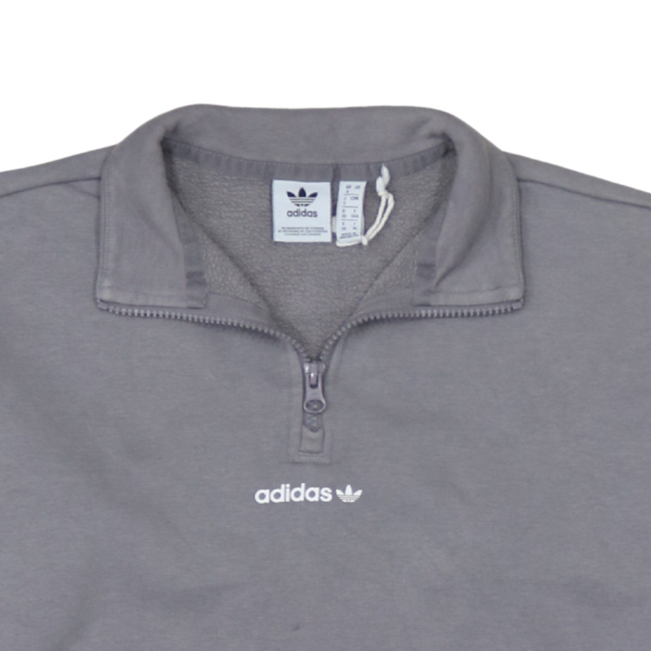 Adidas Women’s Grey 1/4 Zip Sweatshirt Size 14A Logo Print Pullover