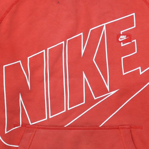 Nike Men's Red Pullover Hoodie Large Graphic Logo Fleece
