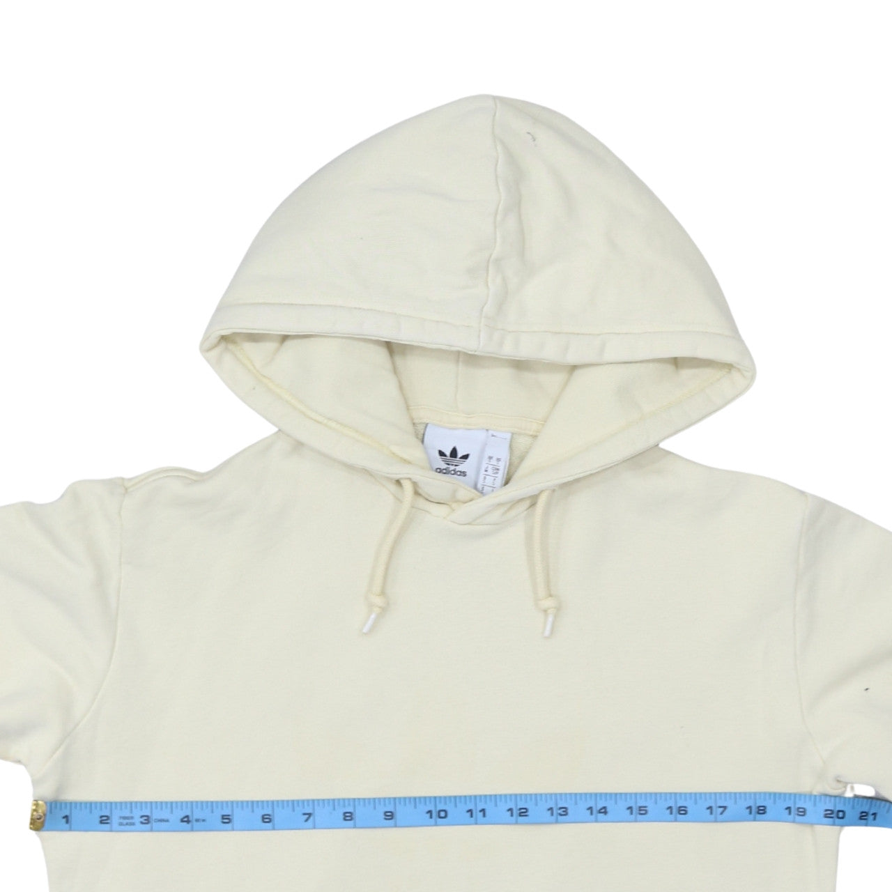 Adidas Men Beige Pullover Hoodie Size S Cotton Blend