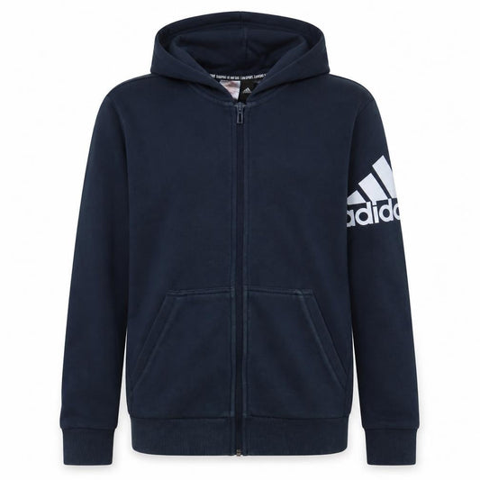 Adidas Boys Navy Blue Full Zip Hoodie Size 13-14 Years L Sportswear