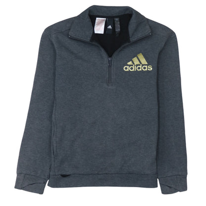 Additional front view of Adidas boys’ grey 11-12 years 1/2 zip pullover hoodie sweatshirt