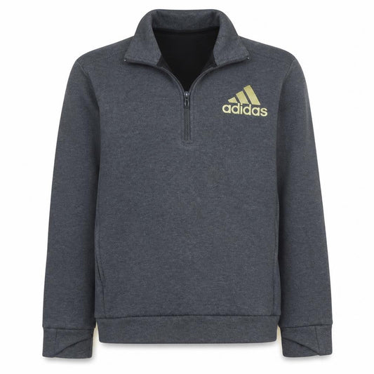 Adidas Boys Grey 11-12 Years 1/2 Zip Pullover Hoodie Sweatshirt
