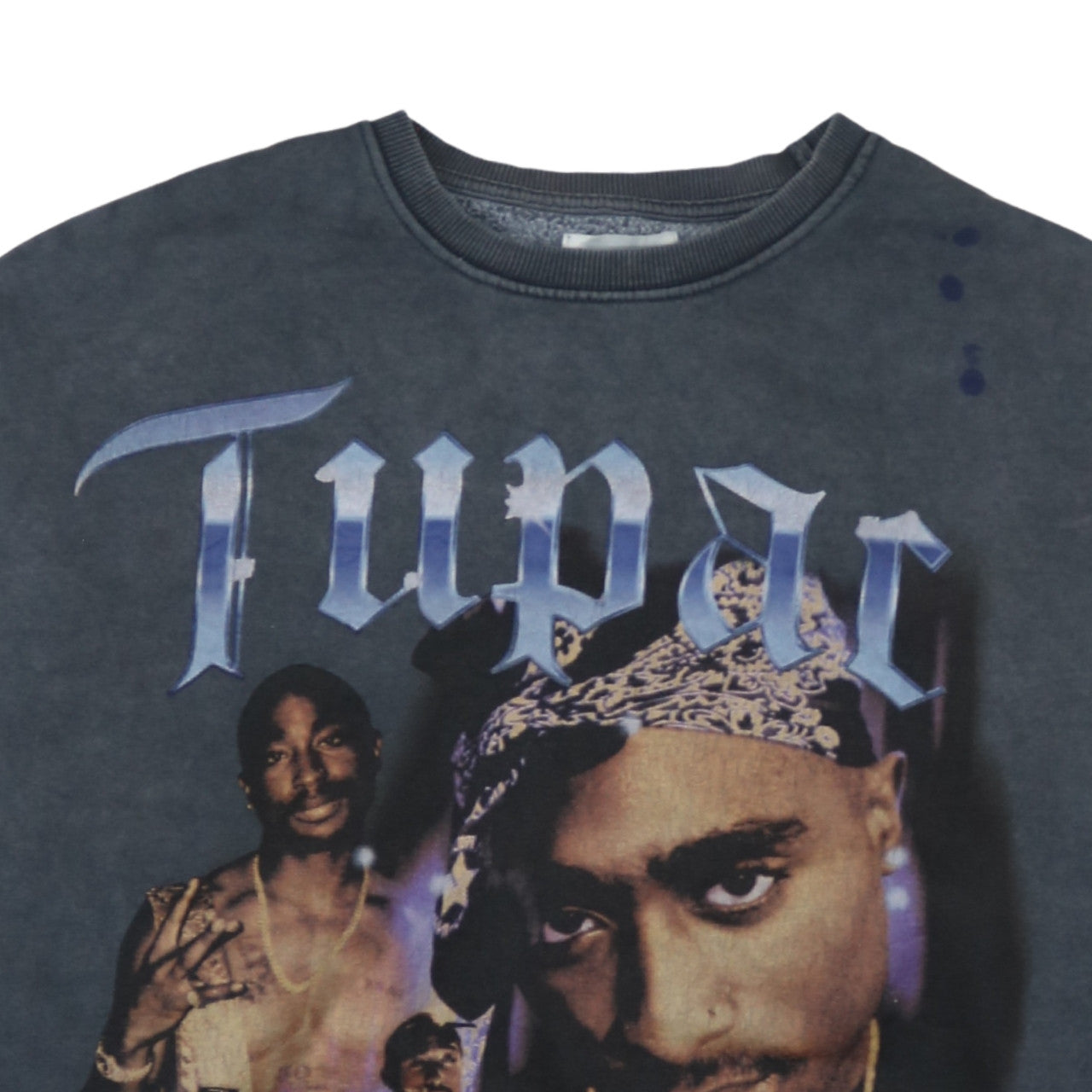 Pull&Bear Men Grey 2PAC Graphic Pullover Sweatshirt L