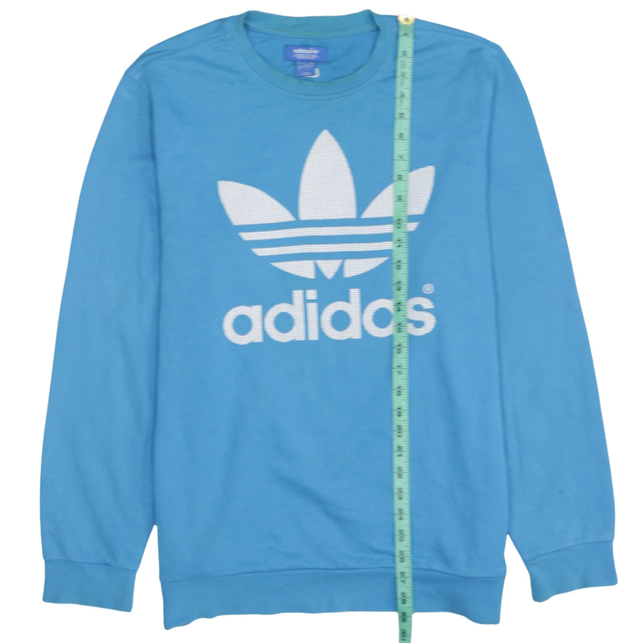 Adidas Mens Blue Large Crew Neck Pullover Sweatshirt with Logo