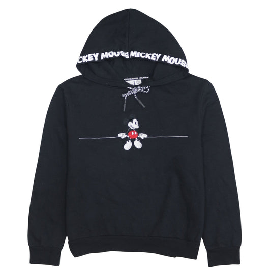 Disney Women's Black Mickey Mouse Hooded Pullover Sweatshirt Size M