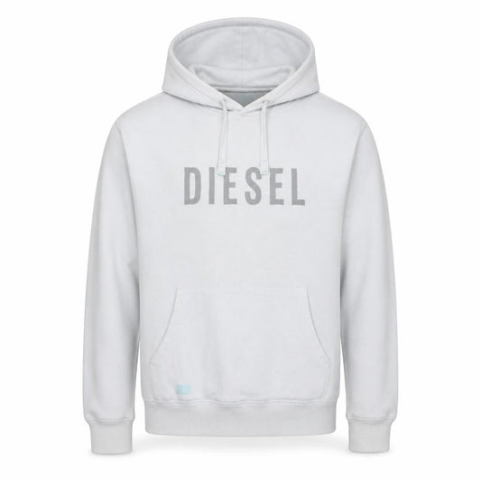Diesel Men’s White Pullover Hoodie L Logo Fleece Sweatshirt