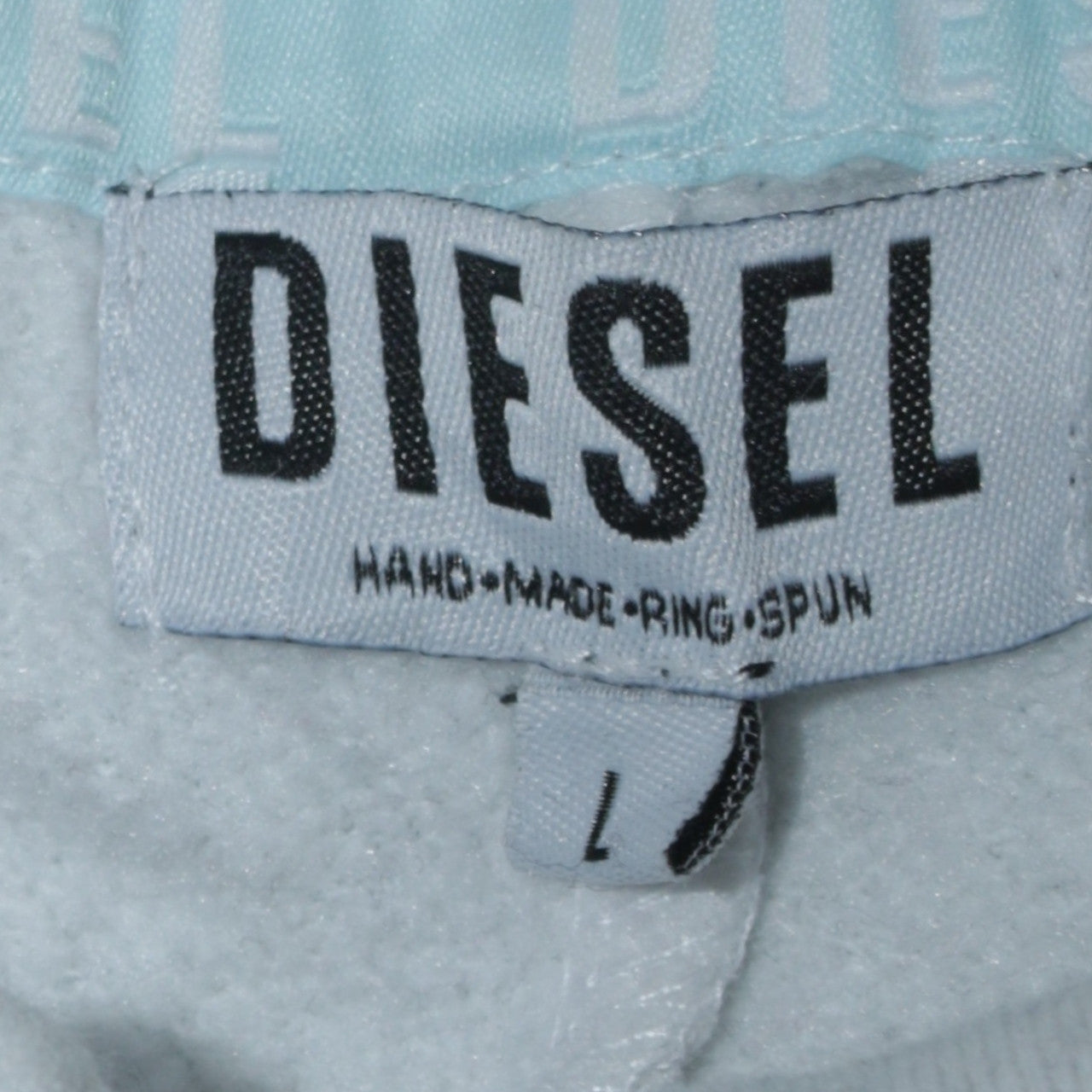 Diesel Men’s White Pullover Hoodie L Logo Fleece Sweatshirt