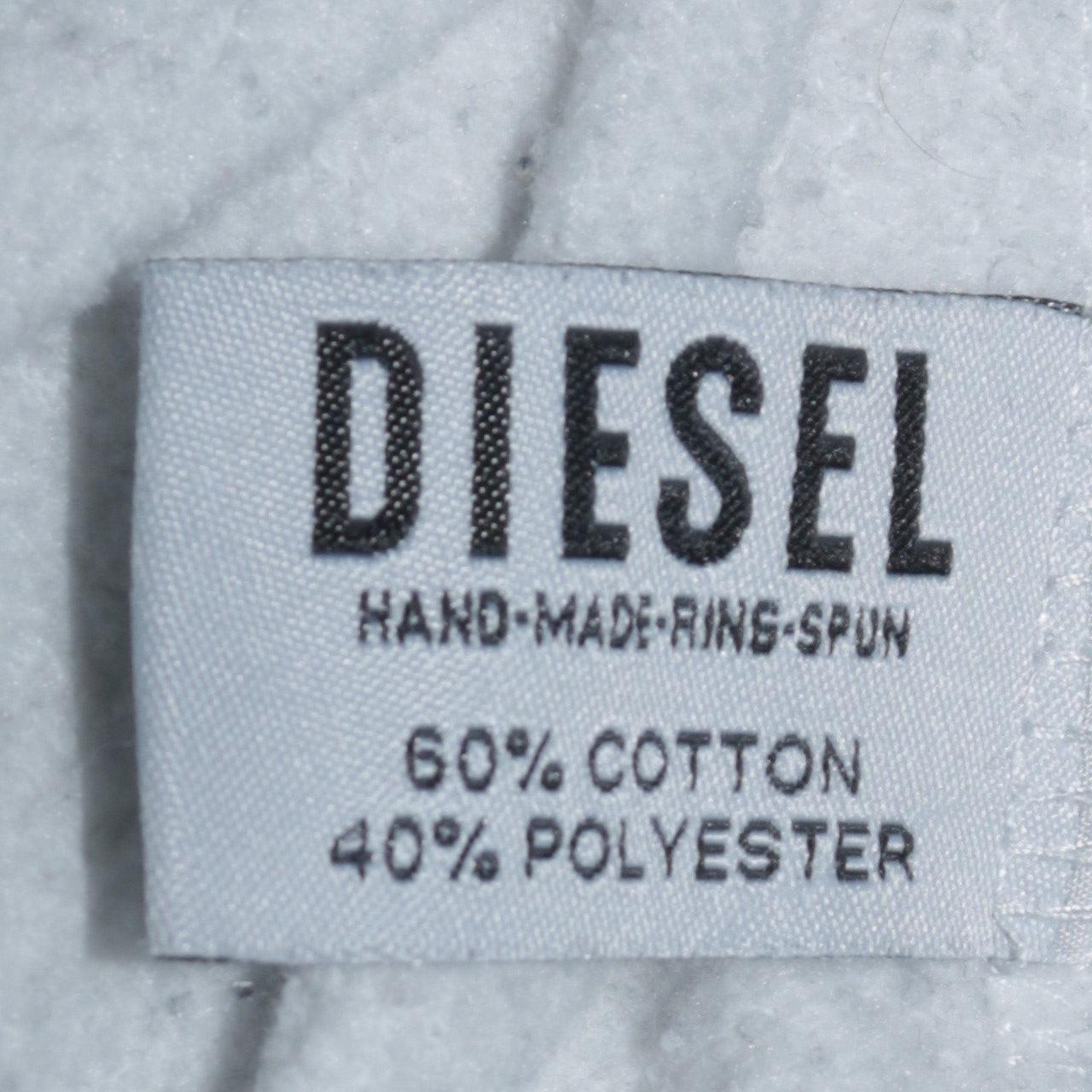 Diesel Men’s White Pullover Hoodie L Logo Fleece Sweatshirt