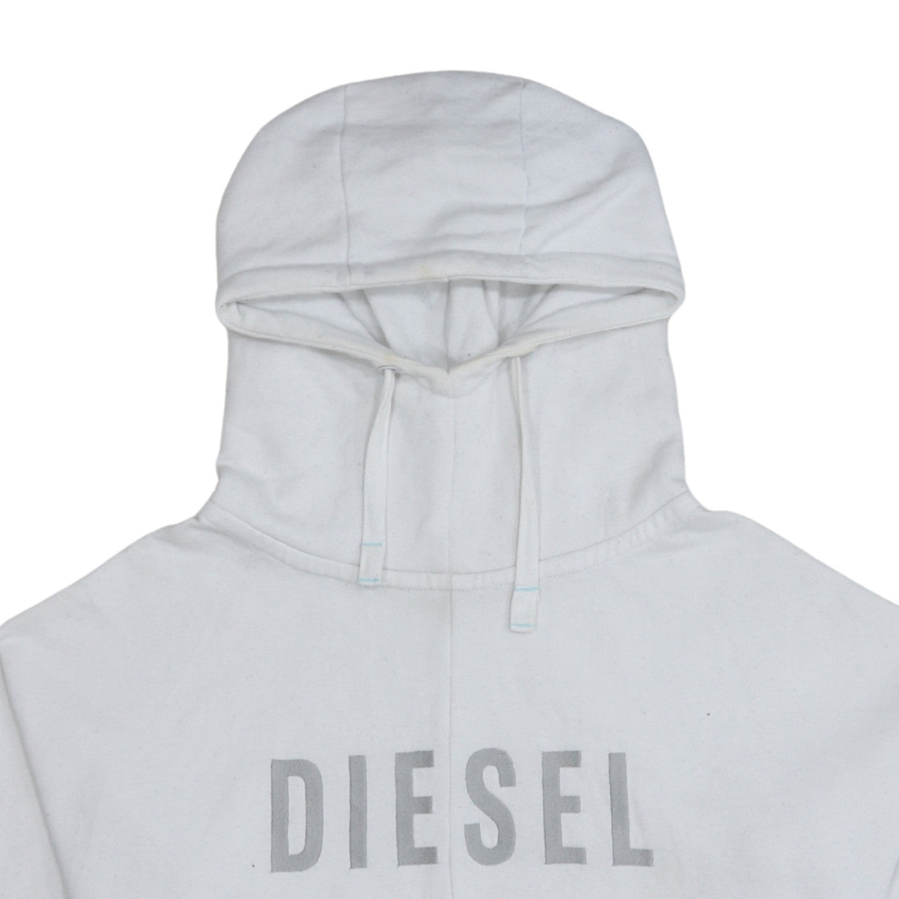 Diesel Men’s White Pullover Hoodie L Logo Fleece Sweatshirt