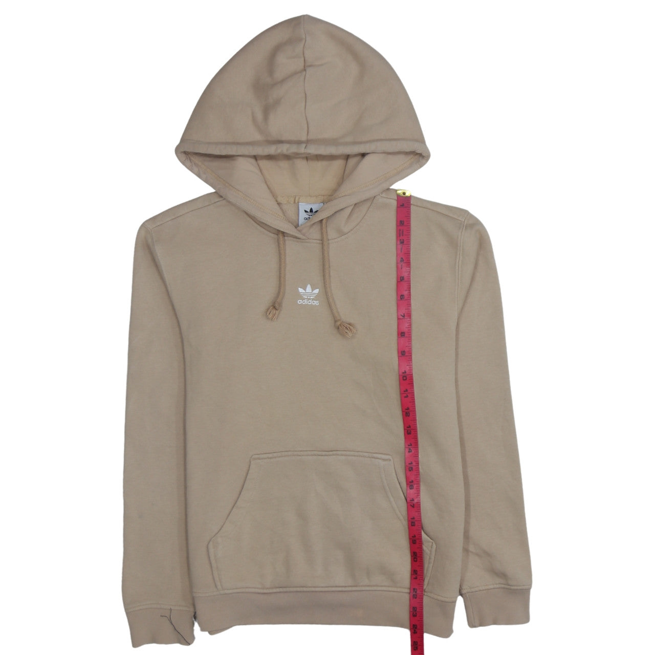 Adidas Womens Beige Pullover Hoodie Medium Cotton Blend Casual