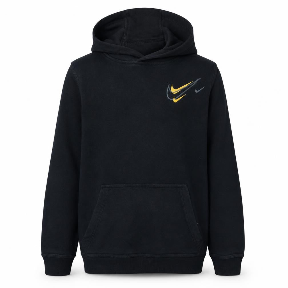 Nike Boys Black XL Pullover Hoodie with Yellow Logo Print