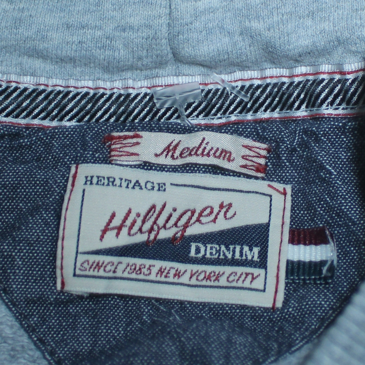 Hilfiger Denim Men's Grey Pullover Hoodie Medium 1985 Logo
