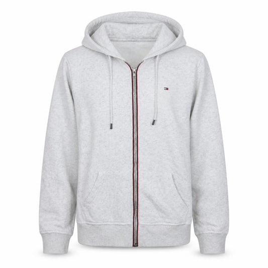 Tommy Hilfiger Men’s Grey Full Zip Hoodie M Logo Fleece Casual