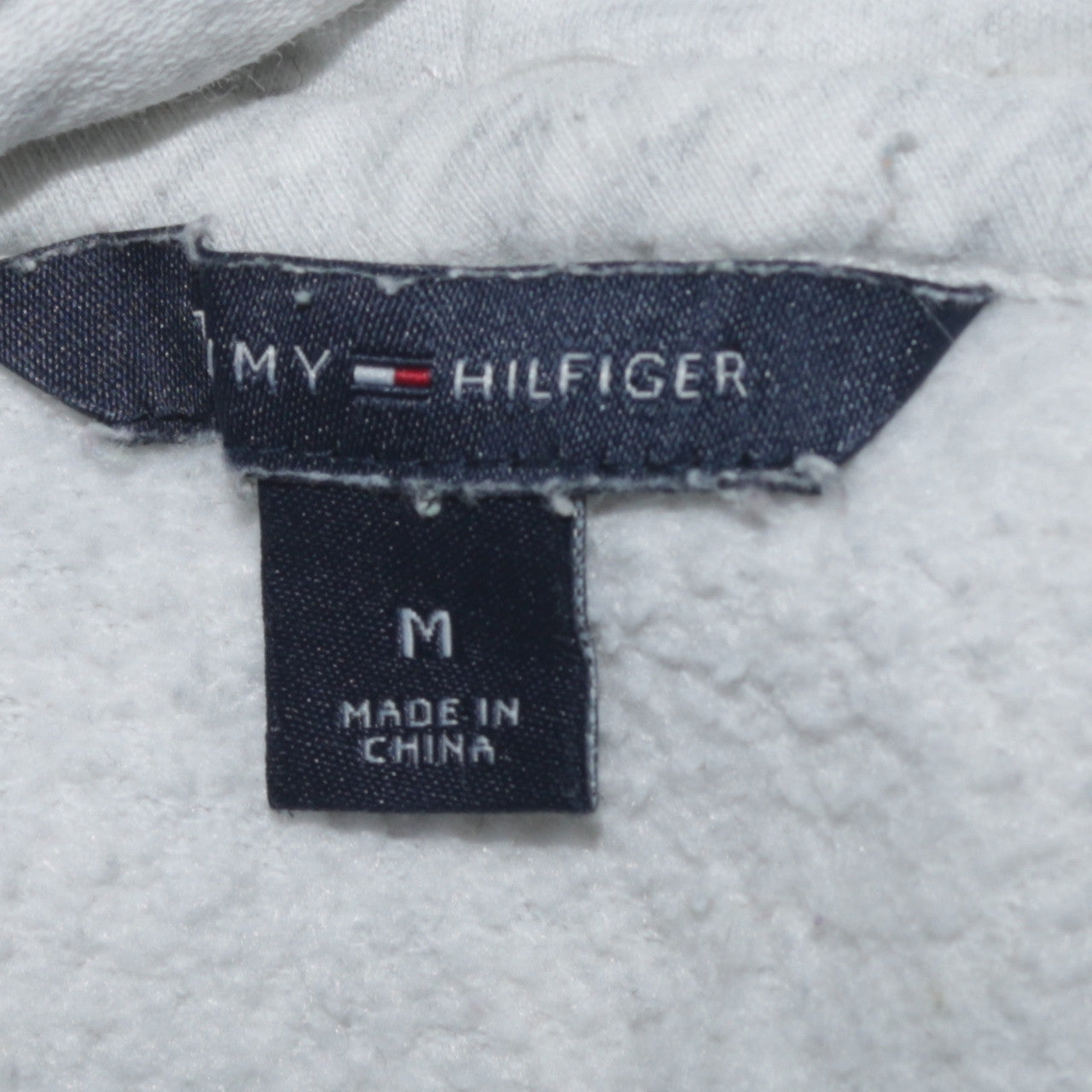 Tommy Hilfiger Men’s Grey Full Zip Hoodie M Logo Fleece Casual