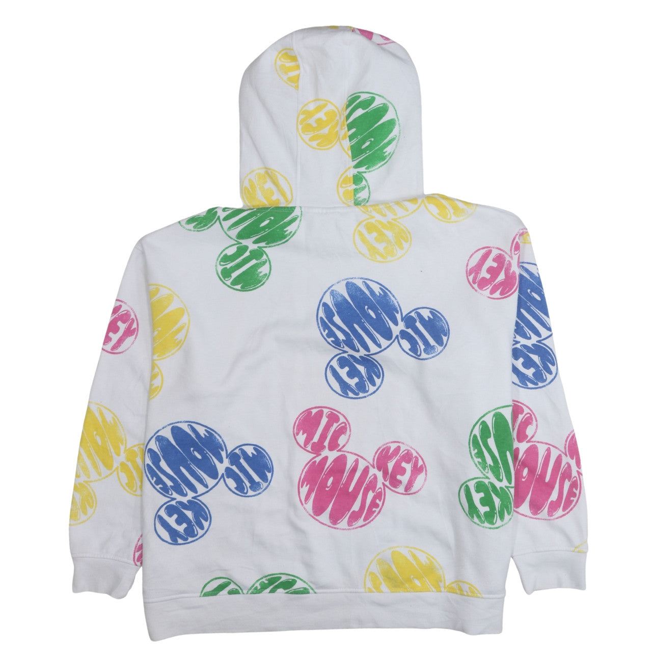 Disney Women White Multicoloured Mickey Mouse Hoodie 2XL Pullover