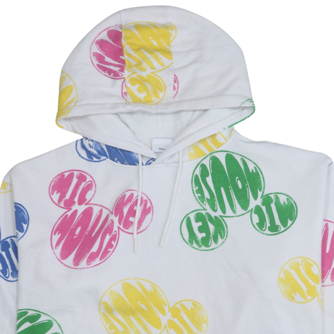 Disney Women White Multicoloured Mickey Mouse Hoodie 2XL Pullover