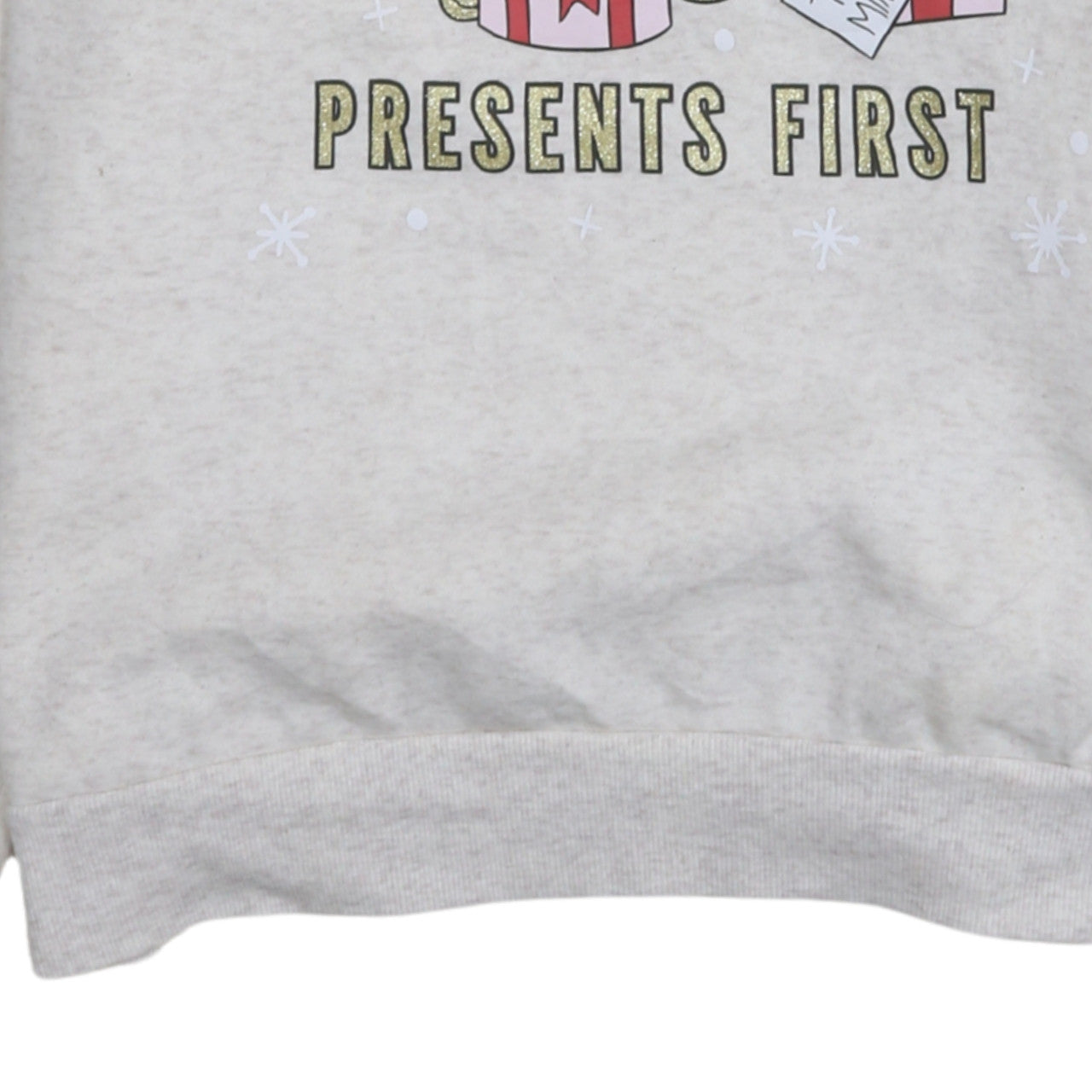 Disney Women Beige Minnie Mouse Christmas Hooded Pullover Sweatshirt Size M