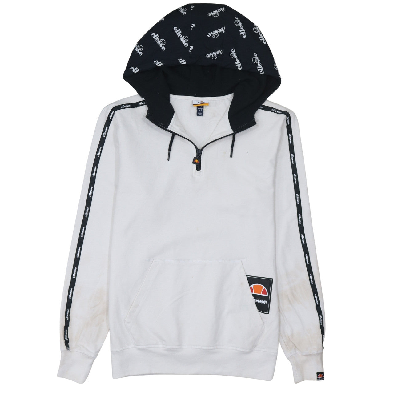 Ellesse Men’s White Small 1/2 Zip Hoodie with Logo Detail