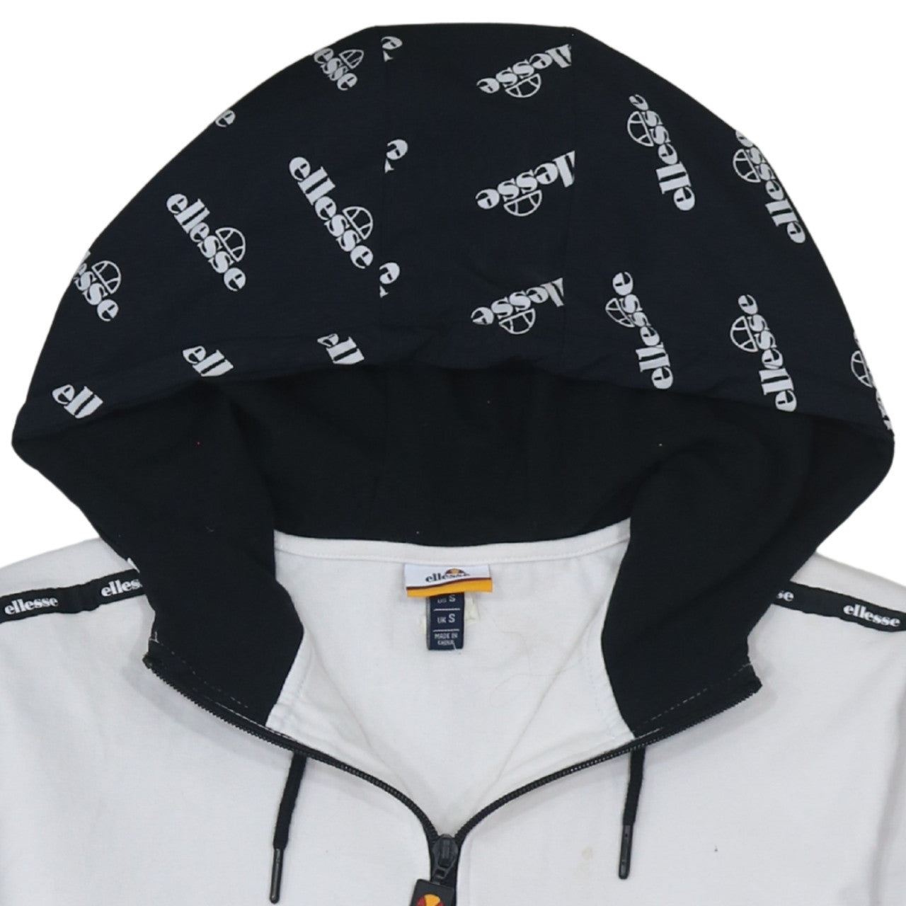 Ellesse Men’s White Small 1/2 Zip Hoodie with Logo Detail