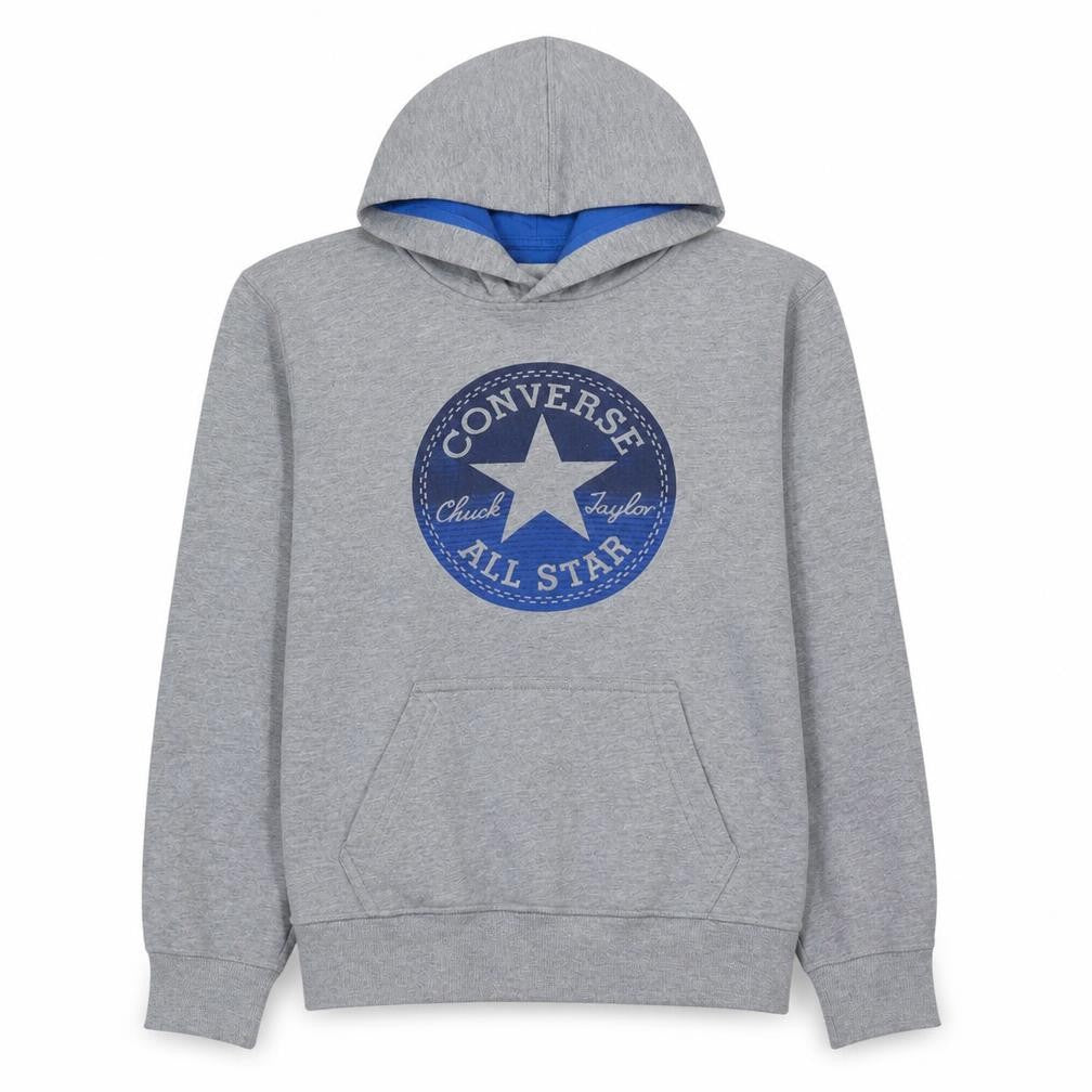 Converse Boys Grey Pullover Hoodie All Star Logo Long Sleeve Size M