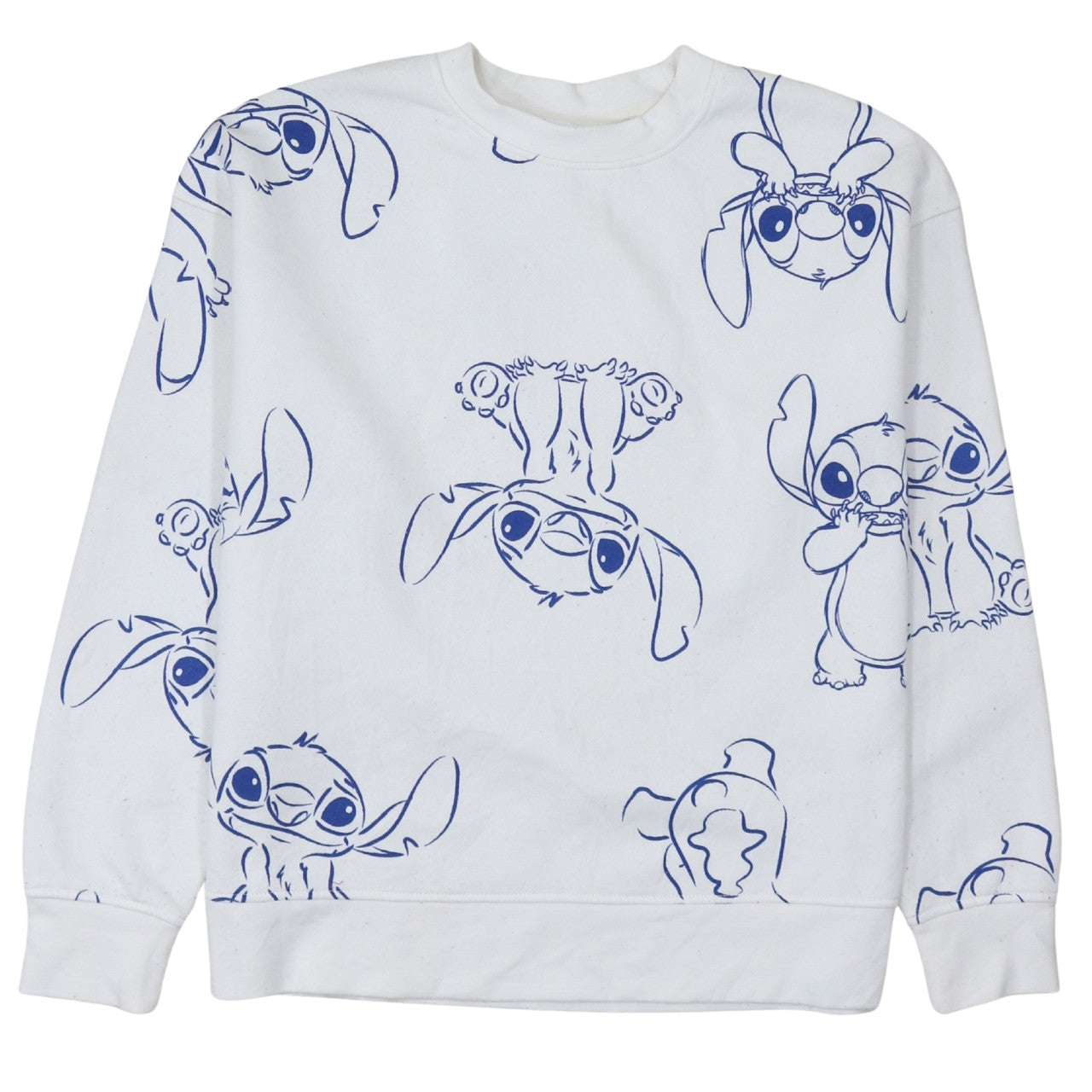 Disney Women White Stitch Print Pullover Sweatshirt Size S