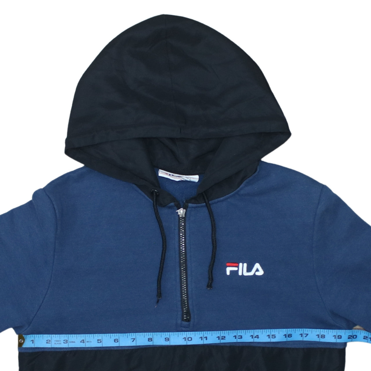 FILA Men's Blue Half Zip Hoodie Size S Logo Sportswear