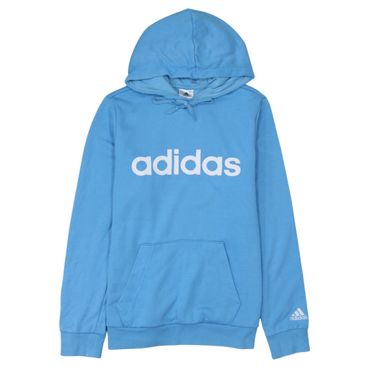 Adidas Women Blue Pullover Hoodie Logo Print Size 12-14