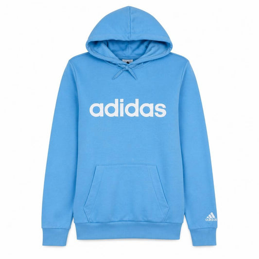 Adidas Women Blue Pullover Hoodie Logo Print Size 12-14