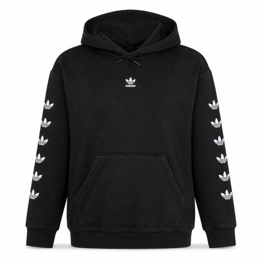 Adidas Women’s Black Pullover Hoodie Size 10 Logo Sleeve Casual