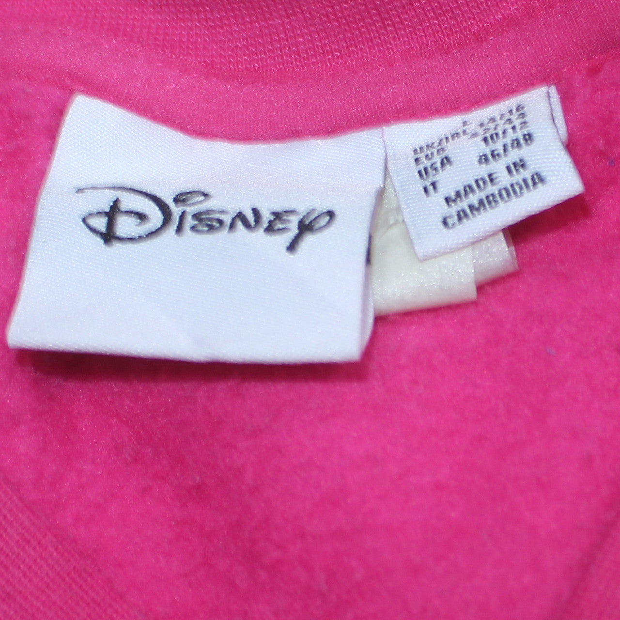 Disney Women Pink Stitch Pullover Sweatshirt L Crew Neck Cotton Blend
