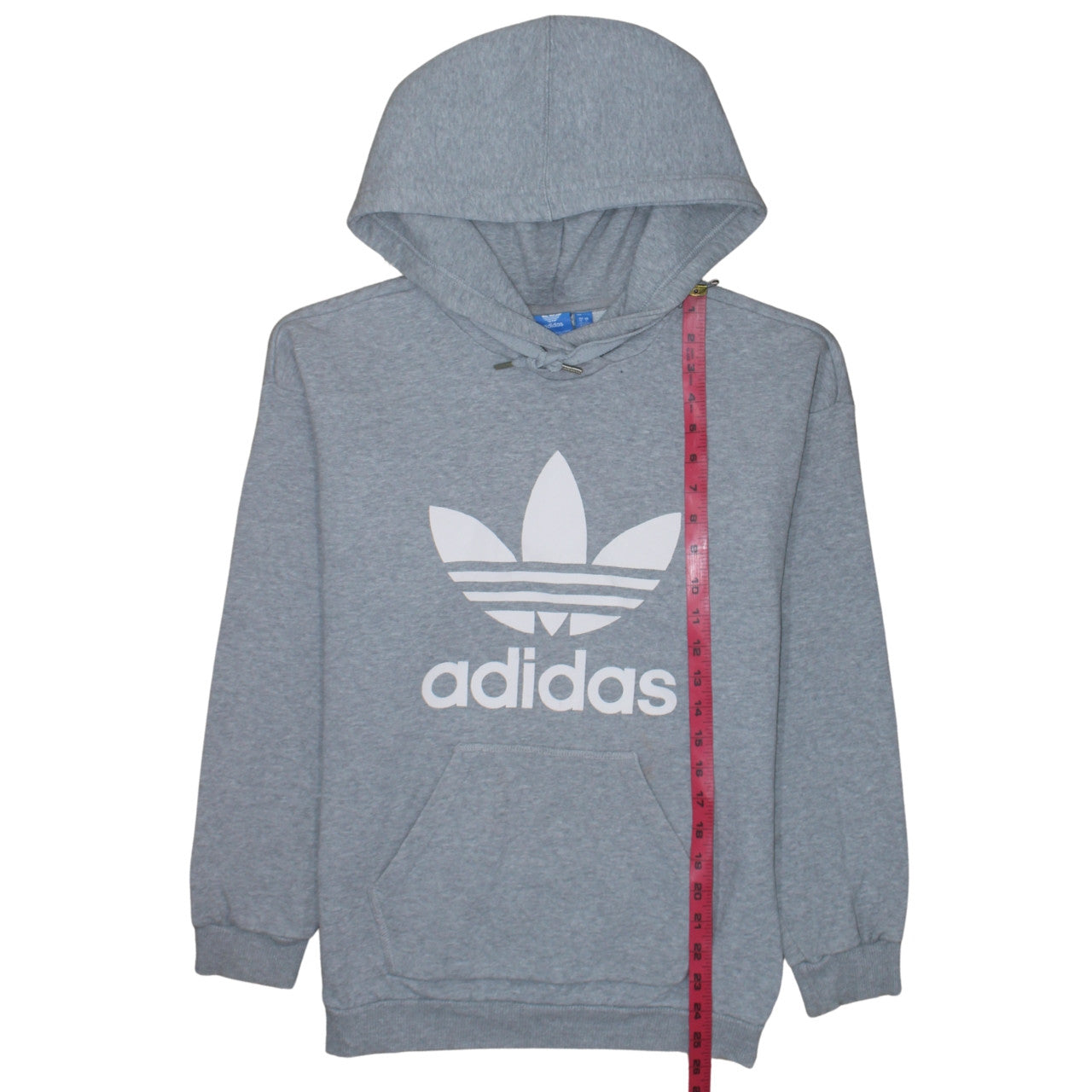 Adidas Womens Grey Trefoil Pullover Hoodie Size 10 Relaxed Fit