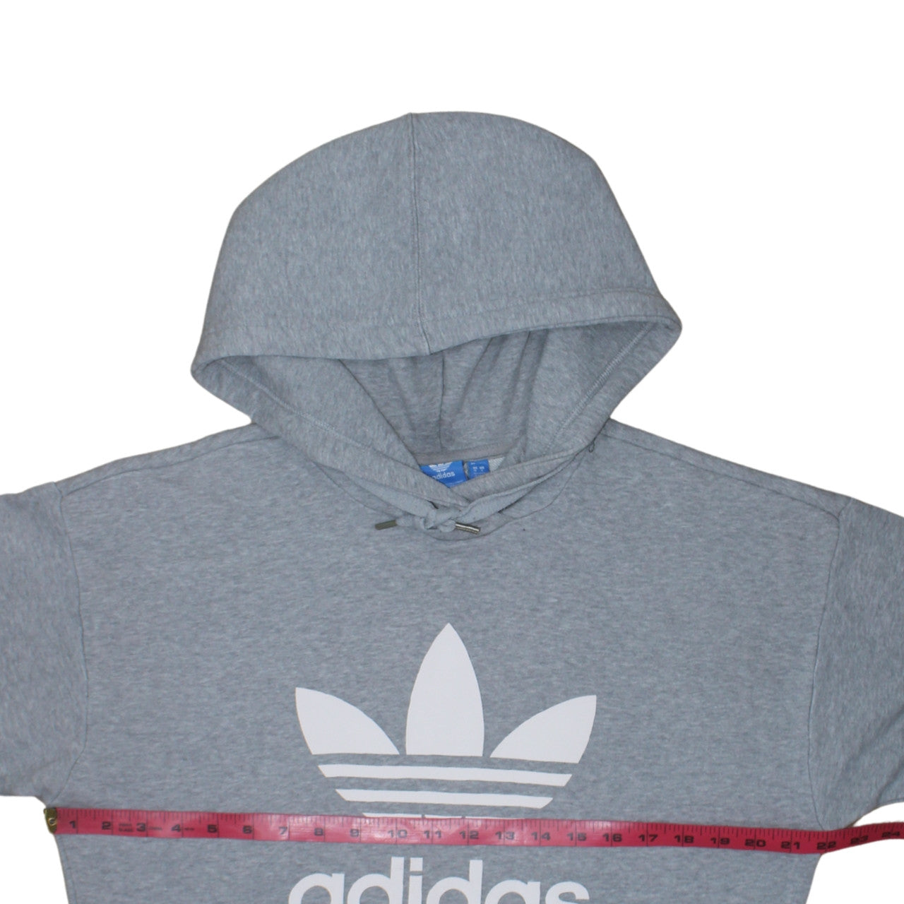 Adidas Womens Grey Trefoil Pullover Hoodie Size 10 Relaxed Fit