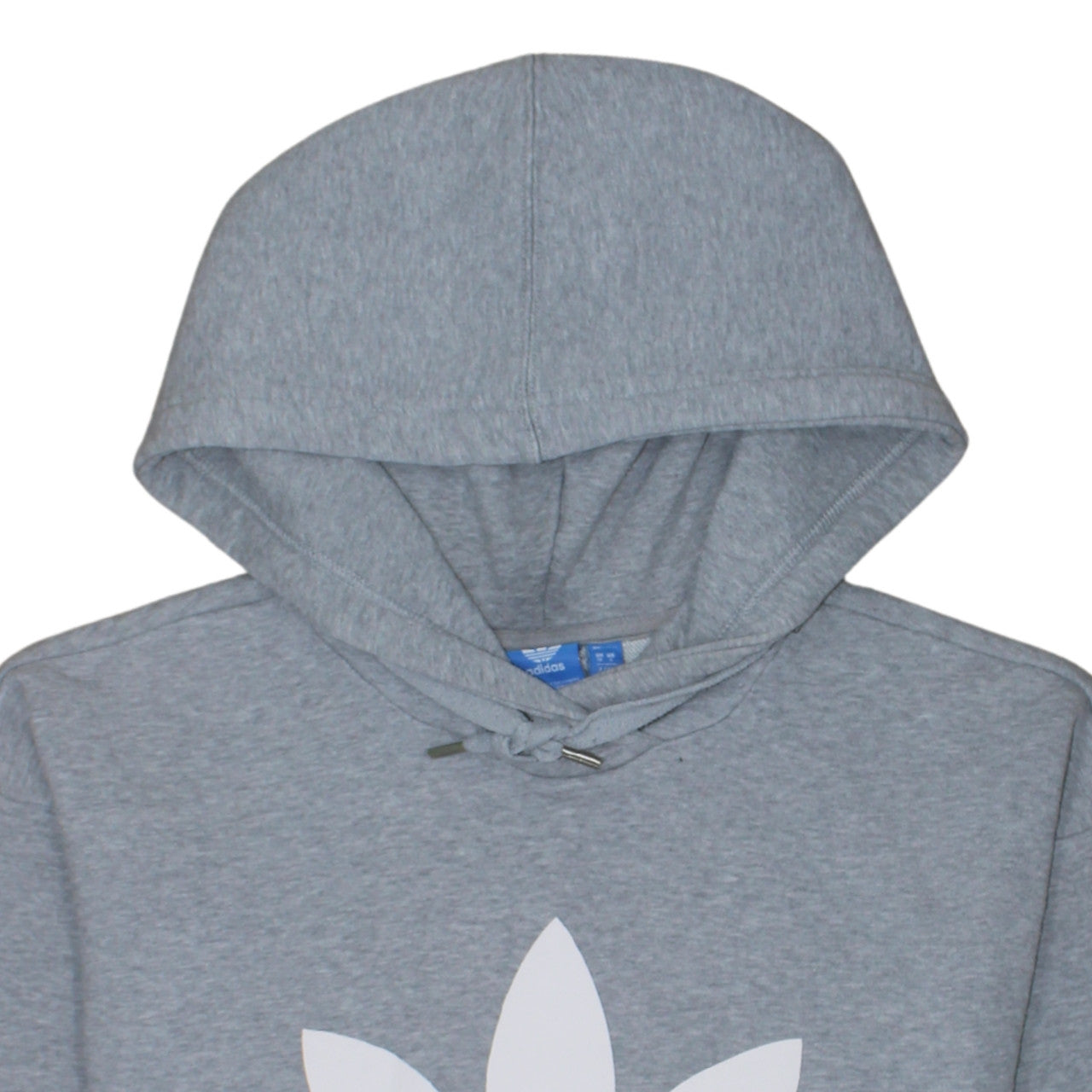 Adidas Womens Grey Trefoil Pullover Hoodie Size 10 Relaxed Fit