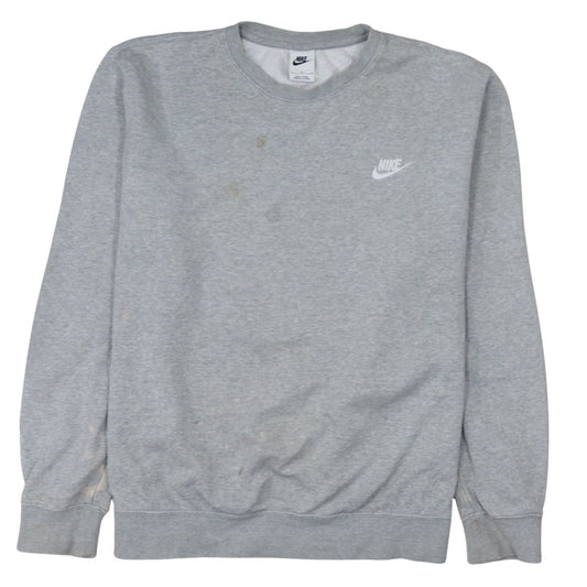 Nike Men's Grey Logo Crew Neck Pullover Sweatshirt Size L