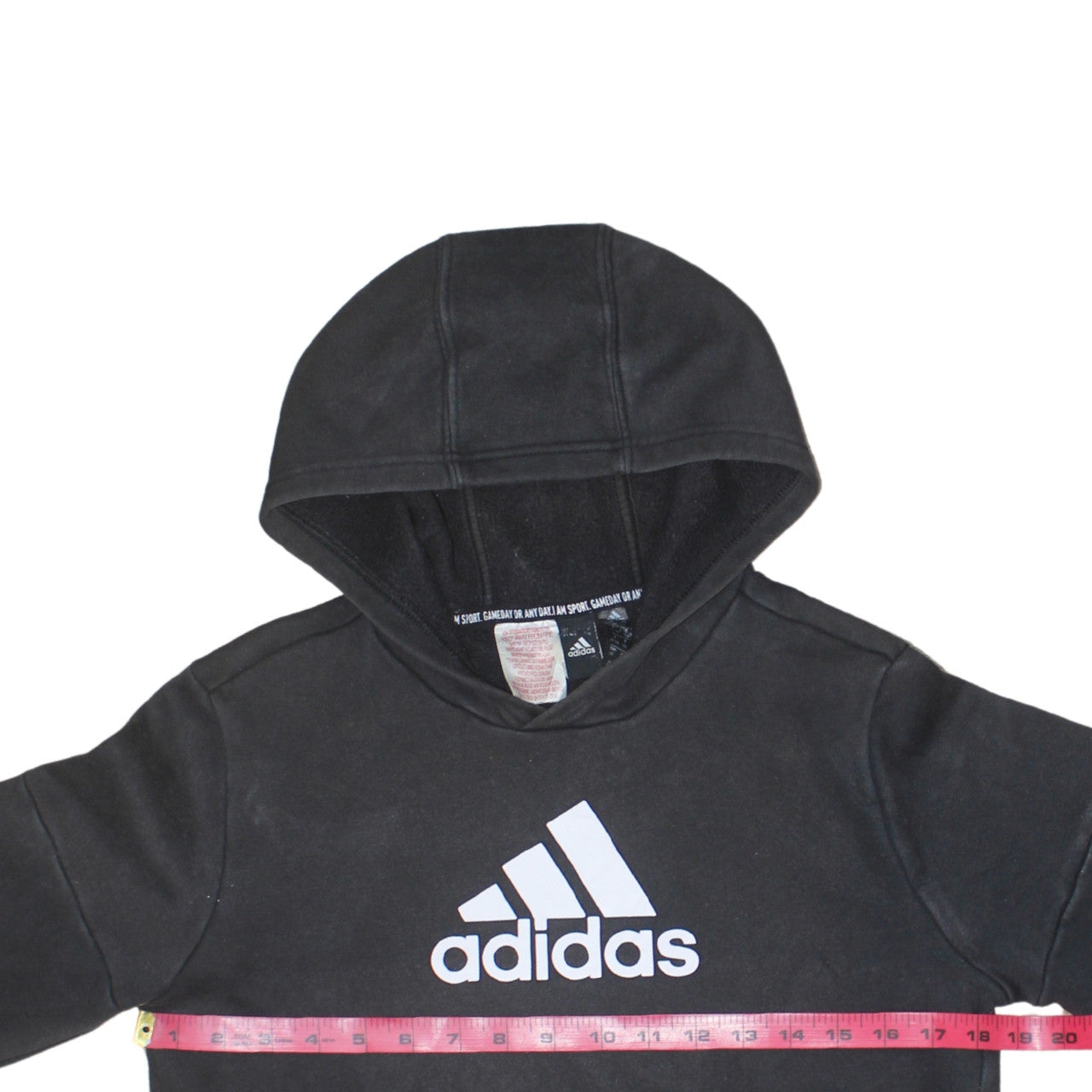 Adidas Boys Black Pullover Hoodie 13-14 Years Logo Fleece Sweatshirt