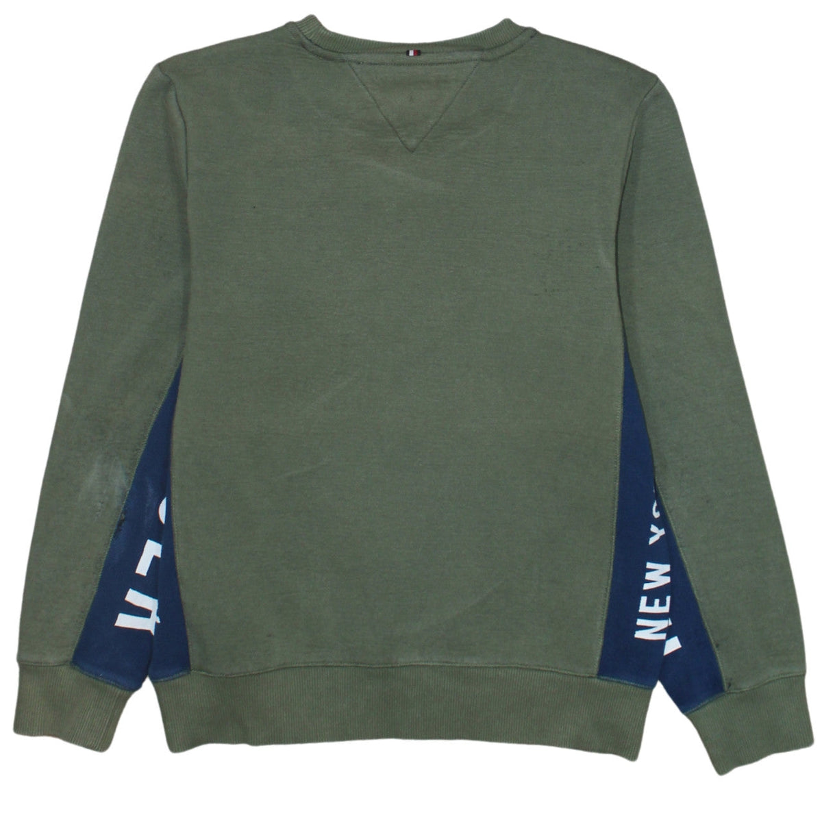 Tommy Hilfiger Boys Green & Navy Sweatshirt Size 152 Classic Crew Neck