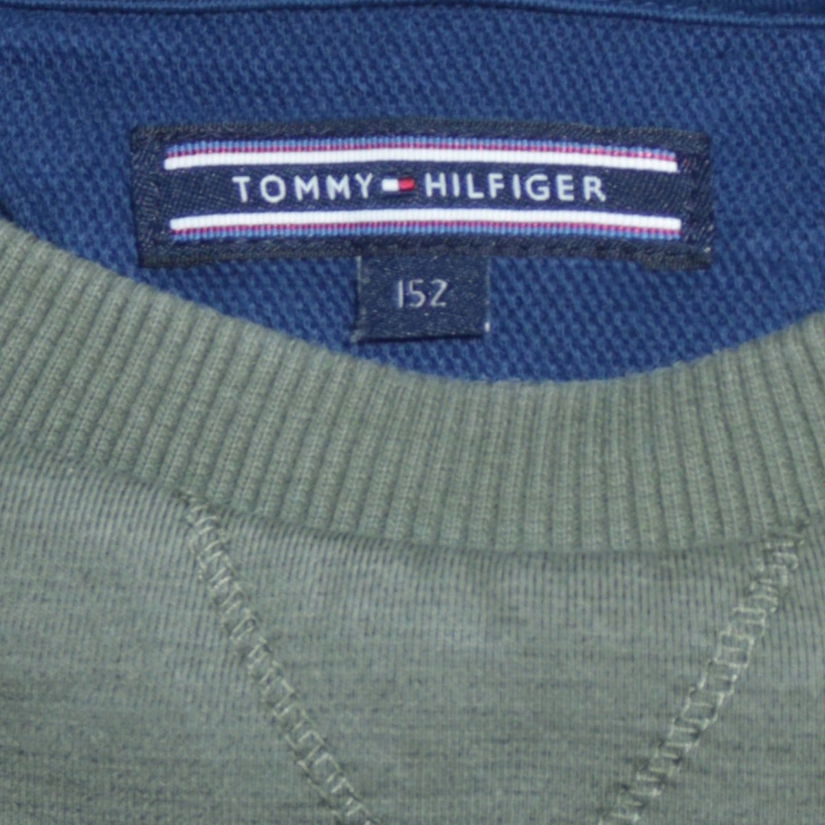 Tommy Hilfiger Boys Green & Navy Sweatshirt Size 152 Classic Crew Neck