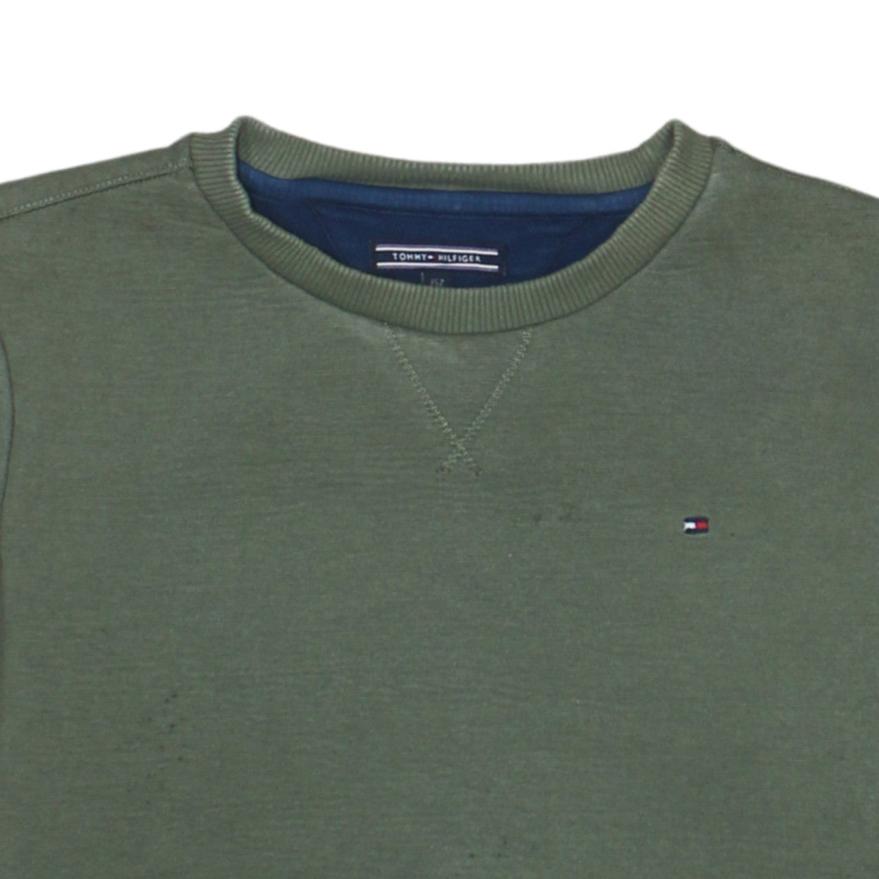 Tommy Hilfiger Boys Green & Navy Sweatshirt Size 152 Classic Crew Neck