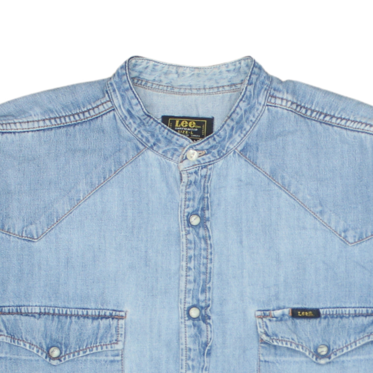 Lee Men's Blue Denim Western Button-Up Shirt Size L Regular Fit