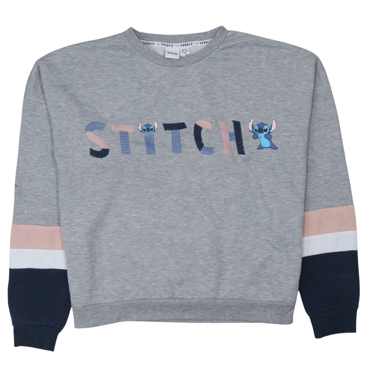 Disney Women Grey Stitch Sweatshirt Pullover Size M Lined Casual
