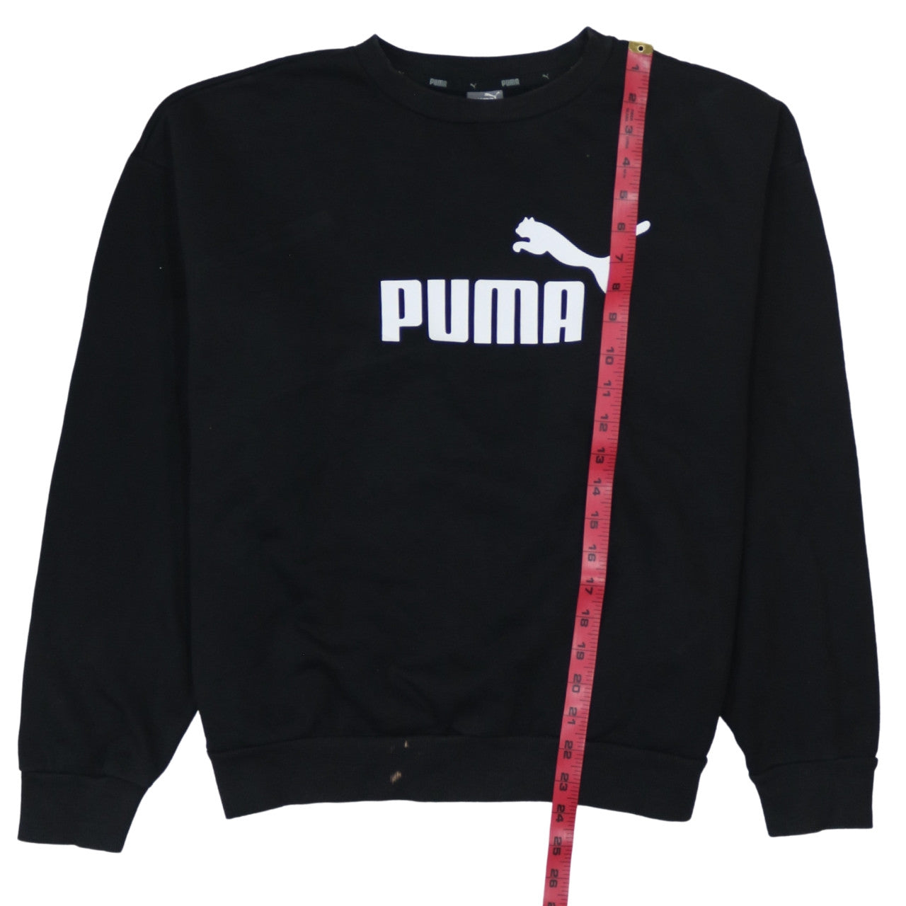 Puma Mens Black Logo Pullover Sweatshirt L Regular Fit Crew Neck