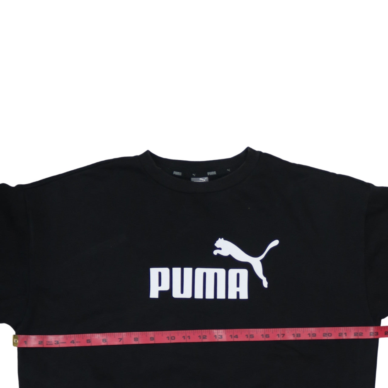 Puma Mens Black Logo Pullover Sweatshirt L Regular Fit Crew Neck