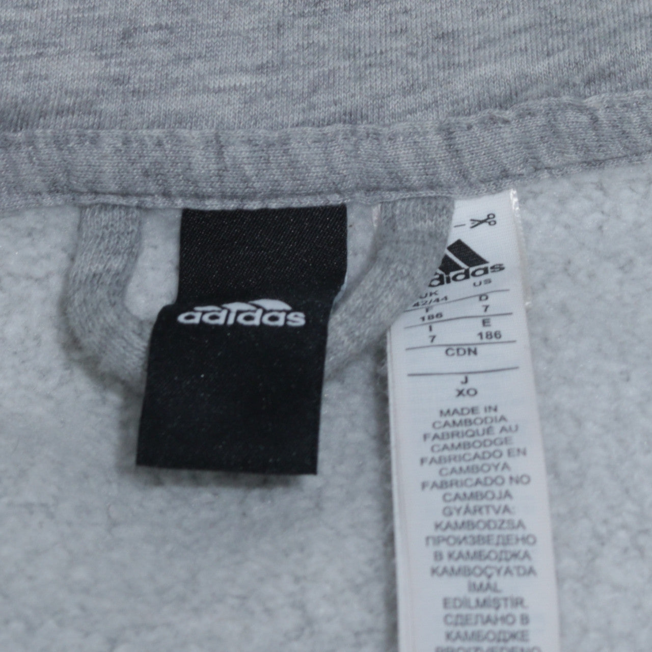 Adidas Men's Grey Full Zip Hoodie XL Sportswear Fleece