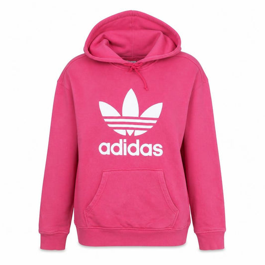 Adidas Womens Pink Hooded Pullover Sweatshirt Size 12 with Logo